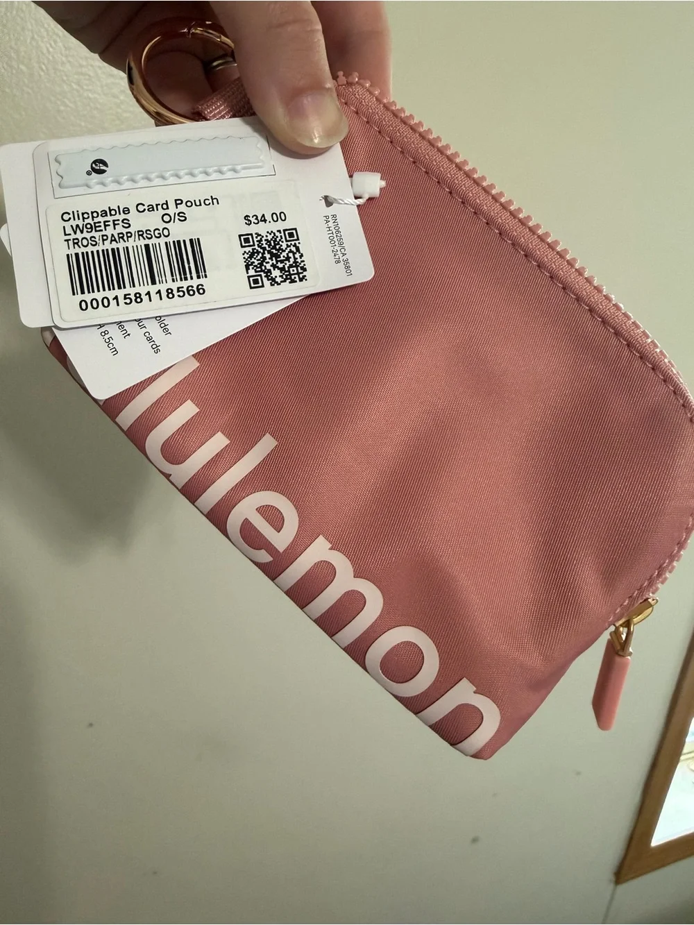 lululemon athletica Dusty Rose Clippable Card Pouch